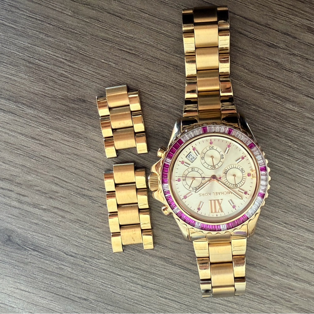Michael Kors Gold and Pink Chronograph Watch - Picture 3 of 4